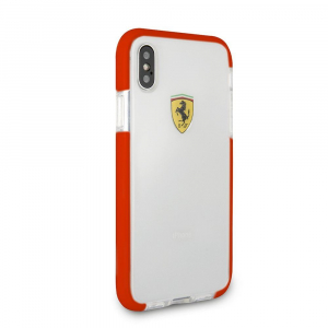 Ferrari iPhone X tok átlátszó-piros (FEGLHCPXRE)