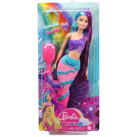 Mattel Barbie Dreamtopia: Varázslatos sellő hercegnő baba hosszú hajjal kiegészítőkkell (GTF37/GTF39)