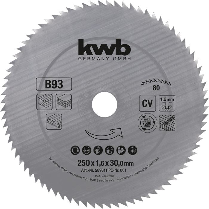 KWB PROFI CrV fűrészlap 250x30x1.6mm fogak:80 (49589311)
