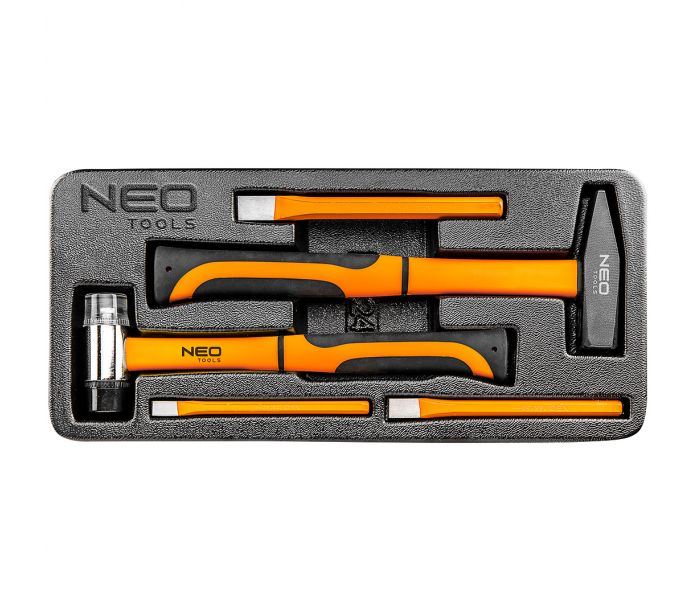 NEO Tools 84-242 Kalapácskészlet és vésőkészlet 5db műhelykocsitálcával