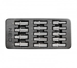 NEO Tools 84-243 Dugókulcskészlet hosszú 1/2” 8-21mm műhelykocsitálcával 14db