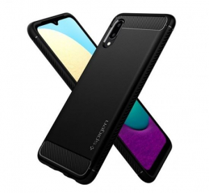 Spigen Rugged Armor Samsung Galaxy A02 Matte Black tok, fekete (ACS02739)