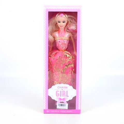 Magic Toys Charm Girl szőke hajú divatbaba rózsaszín ruhában (MKL481757)