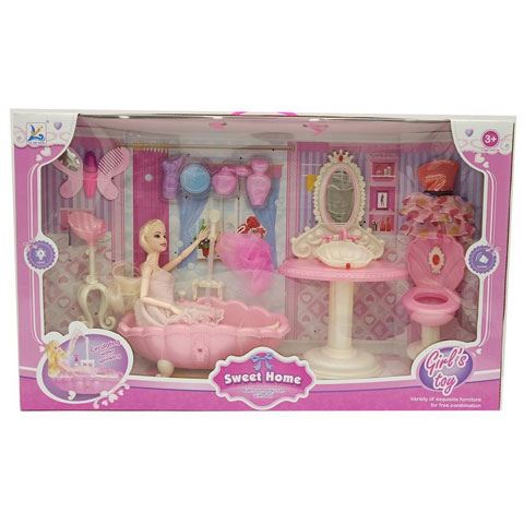 Magic Toys divatbaba fürdőszobával és kiegészítőkkel (MKL169403)