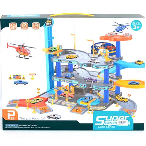 Magic Toys Három szintes parkolóház helikopterrel és két kisautóval (MKL060602)