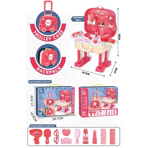Magic Toys Rózsaszín 2az1-ben fodrász szett gurulós bőröndben (MKL439322)