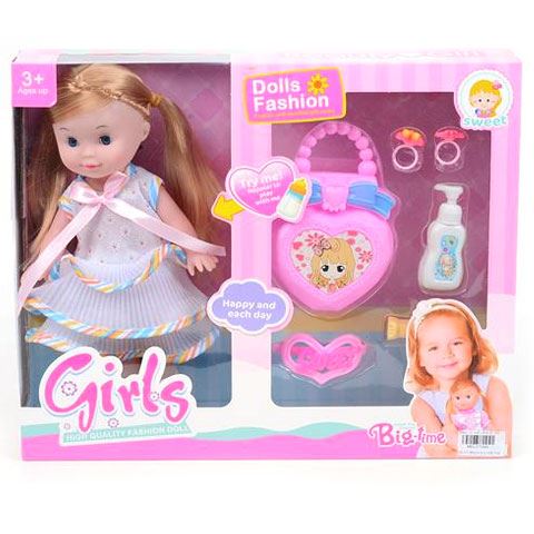 Magic Toys Copfos barna hajú baba táskával és kiegészítőkkel (MKL371480)