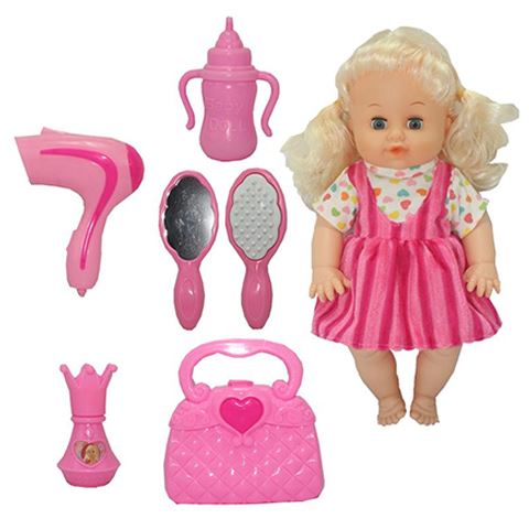 Magic Toys Dorina pisilő baba fodrász készlettel, kiegészítőkkel és hang effektekkel (MKL544784)