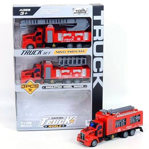 Magic Toys Hátrahúzós tűzoltó kamion szett (MKL450698)