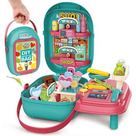 Magic Toys Hordozható bevásárló szett türkiz táskában (MKL571181)
