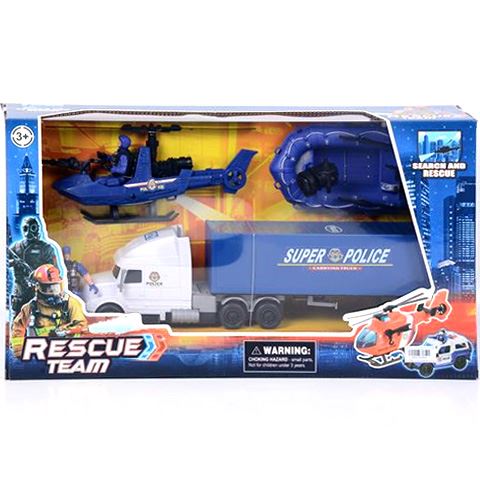Magic Toys Rescue Team rendőrségi játék szett gumicsónakkal (MKK393504)