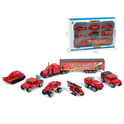 Magic Toys Tűzoltó jármű szett kamionnal 7db-os készlet (MKL539888)