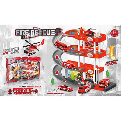Magic Toys Tűzoltósági parkolóház játékszett helikopterrel és autókkal (MKL383828)