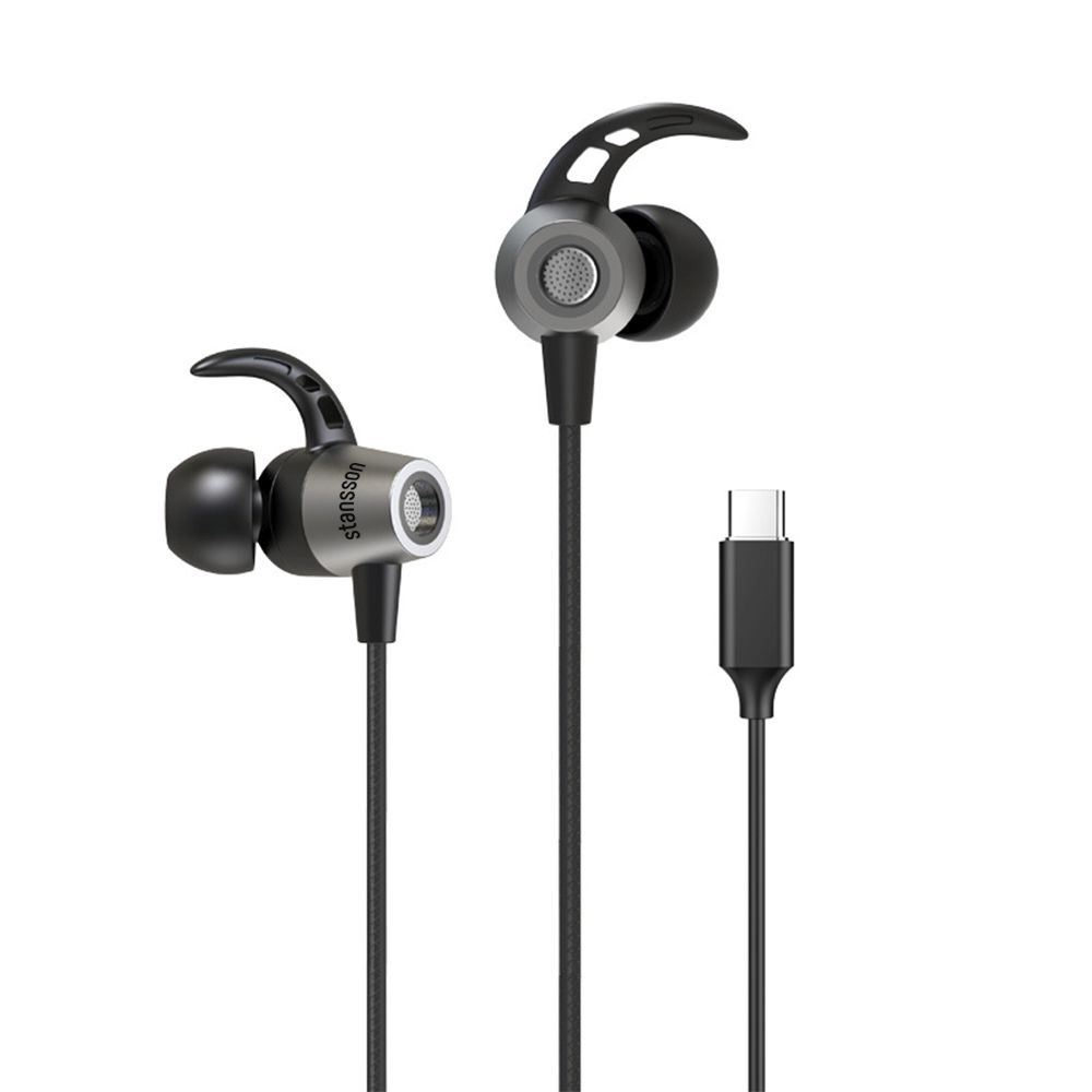 Stansson HE-105-BL USB-C fülhallgató fekete-ezüst