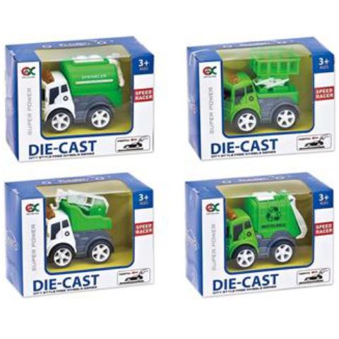 Magic Toys Fém zöld-fehér teherautók több változatban (MKL017384)