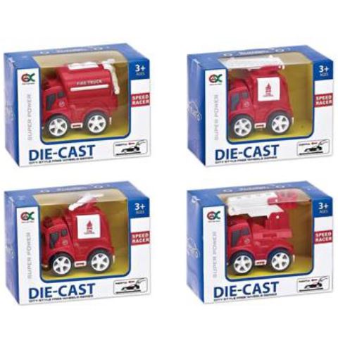 Magic Toys Fém piros tűzoltókocsi modellek több változatban (MKL017411)