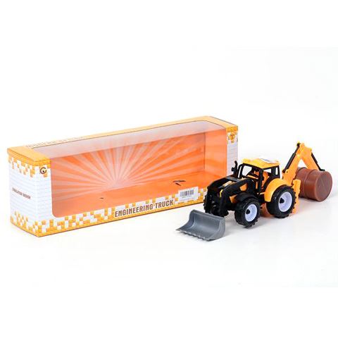 Magic Toys Sárga traktor markolóval és hordóval (MKK141693)