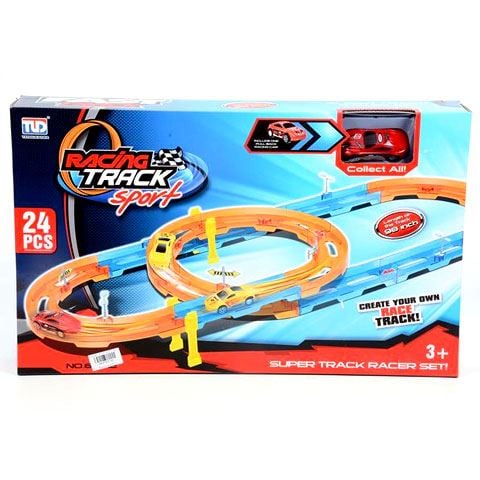 Magic Toys Super Track 24db-os versenypálya szett spirállal és hátrahúzható autóval (MKK583746)