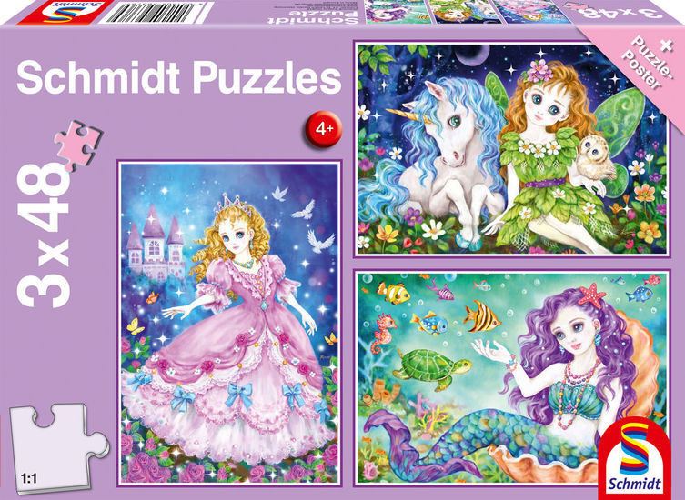 Schmidt Hercegnő, tündér és sellő 3x48db-os puzzle  (56376)