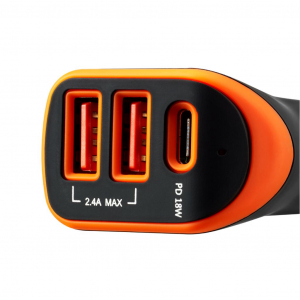 Canyon CNE-CCA08BO autós töltő 2xUSB-A, 1xUSB-C fekete-narancssárga