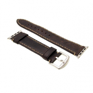 FIXED Berkeley Apple Watch 42mm/44mm bőrszíj sötétbarna, ezüst csat, barna varrás (FIXBERW-BRWSL)