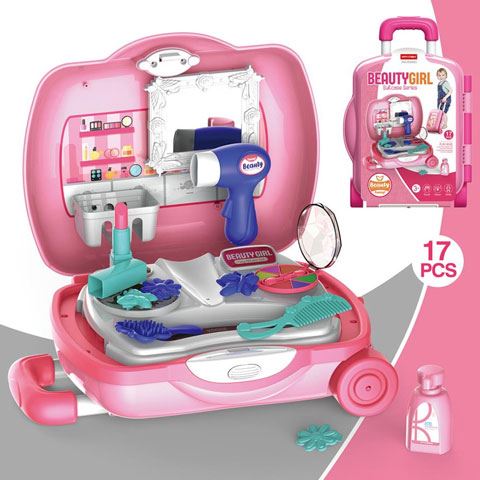 Magic Toys Szépség szett pink gurulós bőröndben kiegészítőkkel (MKL277016)