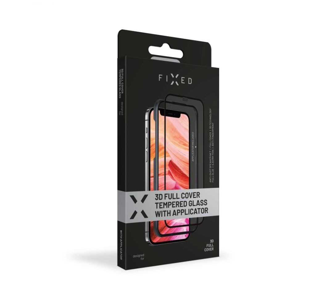 FIXED 3D Full-Cover Apple iPhone 12 Pro Max edzett üveg kijelzővédő fekete kerettel (FIXG3DA-560-BK)
