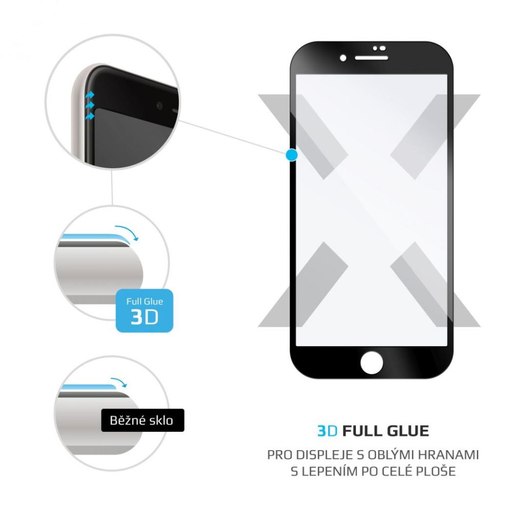 FIXED 3D Full-Cover Apple iPhone 7 Plus/8 Plus edzett üveg kijelzővédő fekete kerettel (FIXG3D-101-033BK)