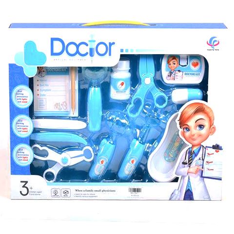 Magic Toys Kék orvosi játékszett ollóval, kórlappal és kiegészítőkkel (MKL538277)