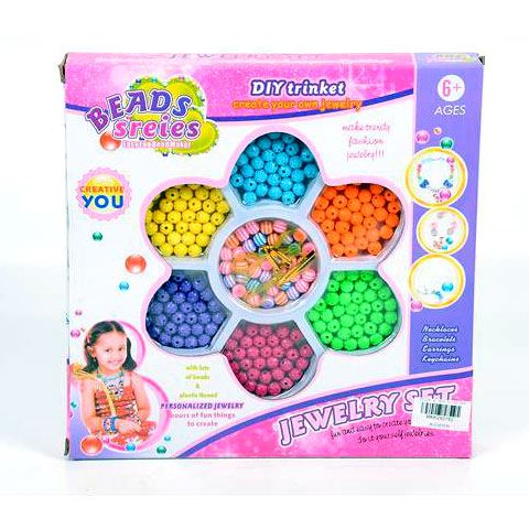 Magic Toys Ékszerkészítő gyöngy szett színes és csíkos gyöngyökkel (MKK292182)