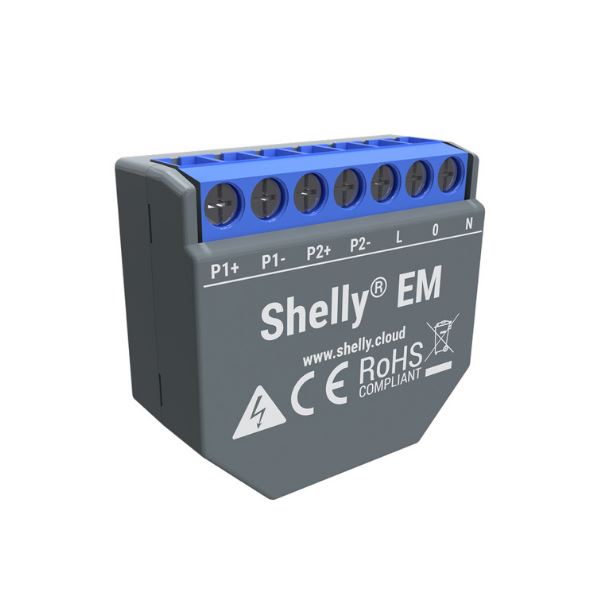 Shelly EM egy fázisú nagyteljesítményű fogyasztásmérő és vezérlő (ALL-REL-EM)