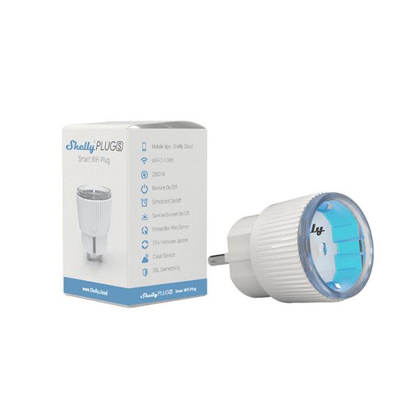 Shelly Plug S Wi-Fi-s okoskonnektor fogyasztásmérővel (ALL-KON-SHES)