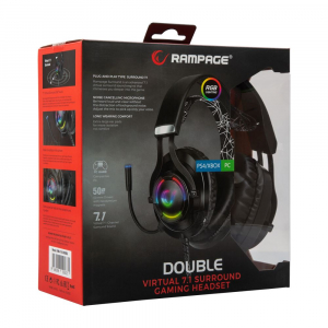 Rampage RM-K18 DOUBLE BLACK mikrofonos fejhallgató (33754)