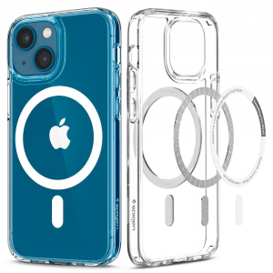 Spigen Ultra Hybrid MagSafe kompatibilis Apple iPhone 13 mini tok átlátszó-fehér (ACS03322)