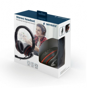 Gembird MHS-03-BKRD sztere&oacute; headset fekete-piros