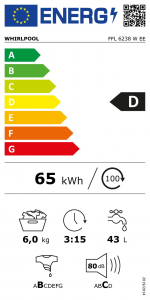 Whirlpool FFL 6238 W EE elöltöltős mosógép fehér