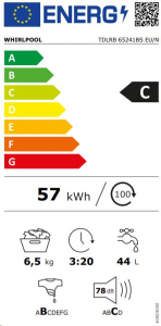 Whirlpool TDLRB 65241BS EU/N felültöltős mosógép fehér