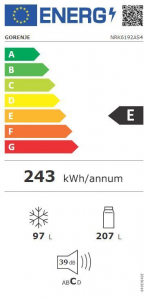 Gorenje NRK6192AS4 alulfagyasztós hűtőszekrény