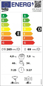 Beko HTE7616X0 elöltöltős mosó-szárítógép fehér
