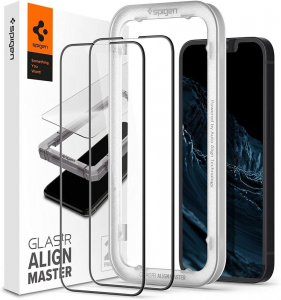Spigen AlignMaster GLAS.tR Full Cover Apple iPhone 13 mini kijelzővédő fekete kerettel 2db (AGL03398)