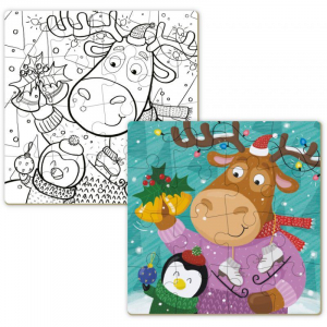 Dodo szarvas és pingvin 16db-os puzzle színezővel (DOP300353)