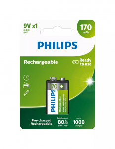 Philips &uacute;jrat&ouml;lthető elem 9V,170mAh (9VB1A17/10)