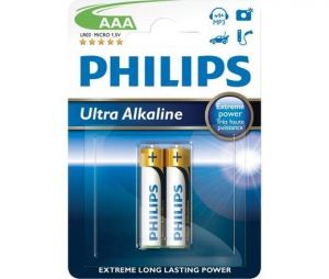 Philips  elem AAA LR03/AM4 1.5V ExtremeLife ultra alkaline (2db/cs) (LR03E2B/10)