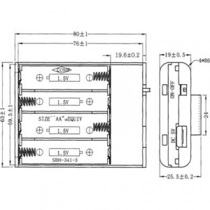 Velleman BH341USB Elemtartó doboz 4x Ceruza (AA) (H x Sz x Ma) 60 x 20 x 80 mm