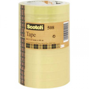 Átlátszó ragasztószalag, Scotch® 508 (H x Sz) 66 m x 15 mm, átlátszó FT-5100-9664-5 3M, tartalom: 10 tekercs