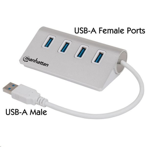 Manhattan USB HUB - USB 3.0 ->  4db USB 3.0 aluminium burkolat (163767)