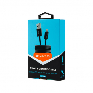 Canyon CNE-CFI1B 8-pin Lightning - USB k&aacute;bel 1m fekete
