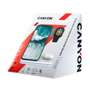 Canyon WS-303 3az1-ben vezeték nélküli töltőállvány fehér (CNS-WCS303W)