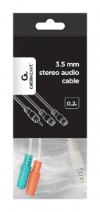 Gembird Jack stereo 3,5mm (4pin) -> 2db Jack stereo 3,5mm M/F adapter 0.15m fehér (CCA-417W)