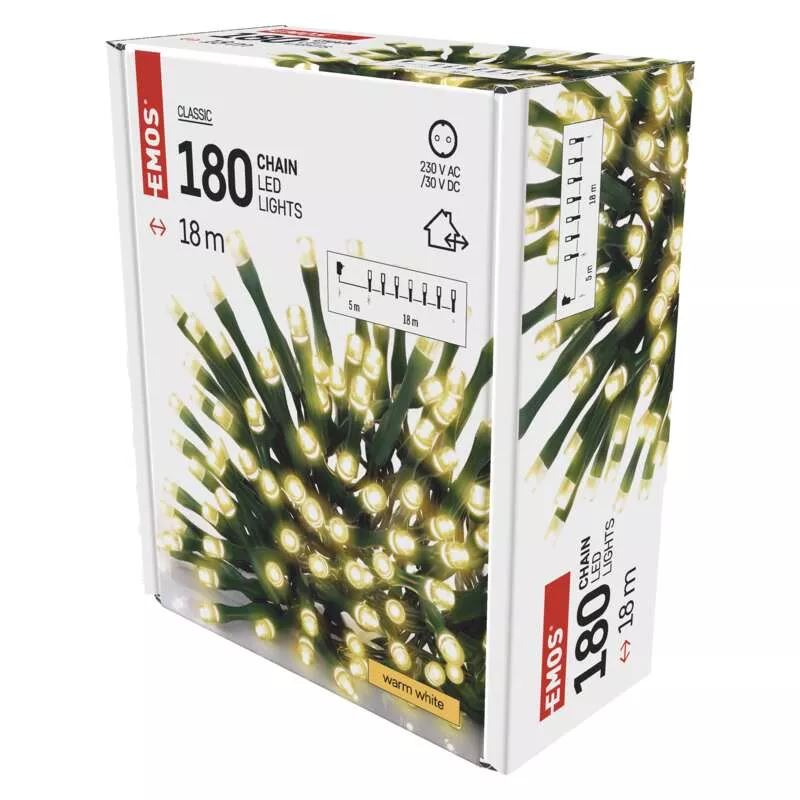 EMOS LED karácsonyi fényfüzér 18m kültéri és beltéri időzítős melegfehér (D4AW04)